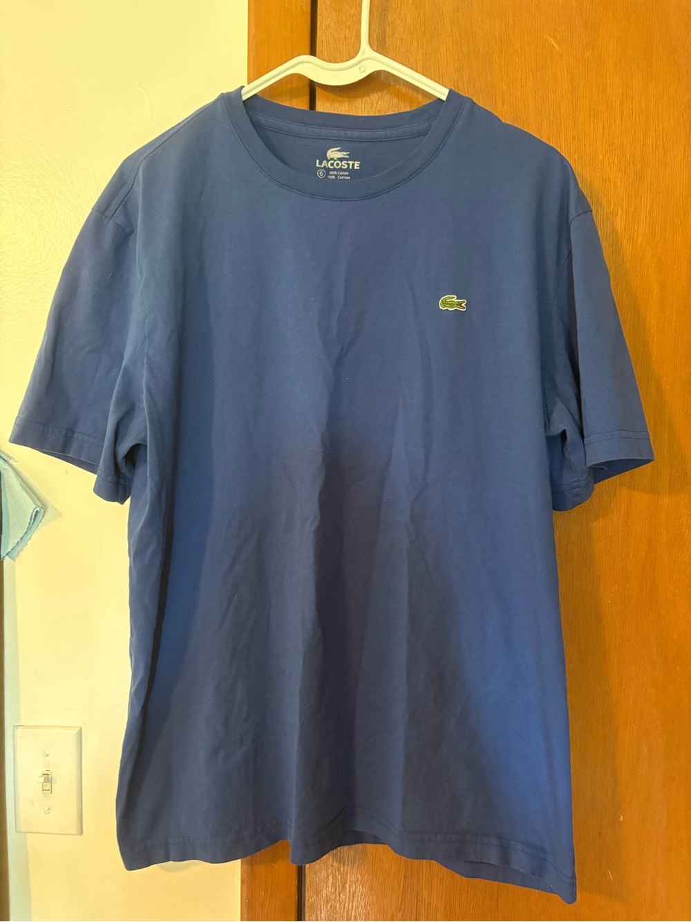 Lacoste Men’s Short-Sleeve Crew Neck T-Shirt in Blue Size 6 XL